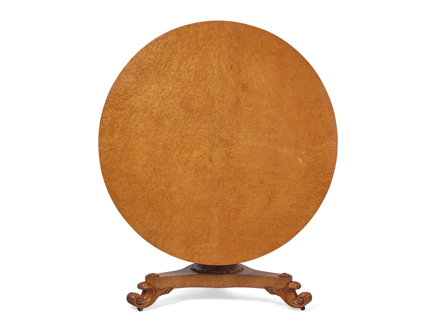 A Louis Philippe Bird's Eye Maple Tilt-Top Center Table