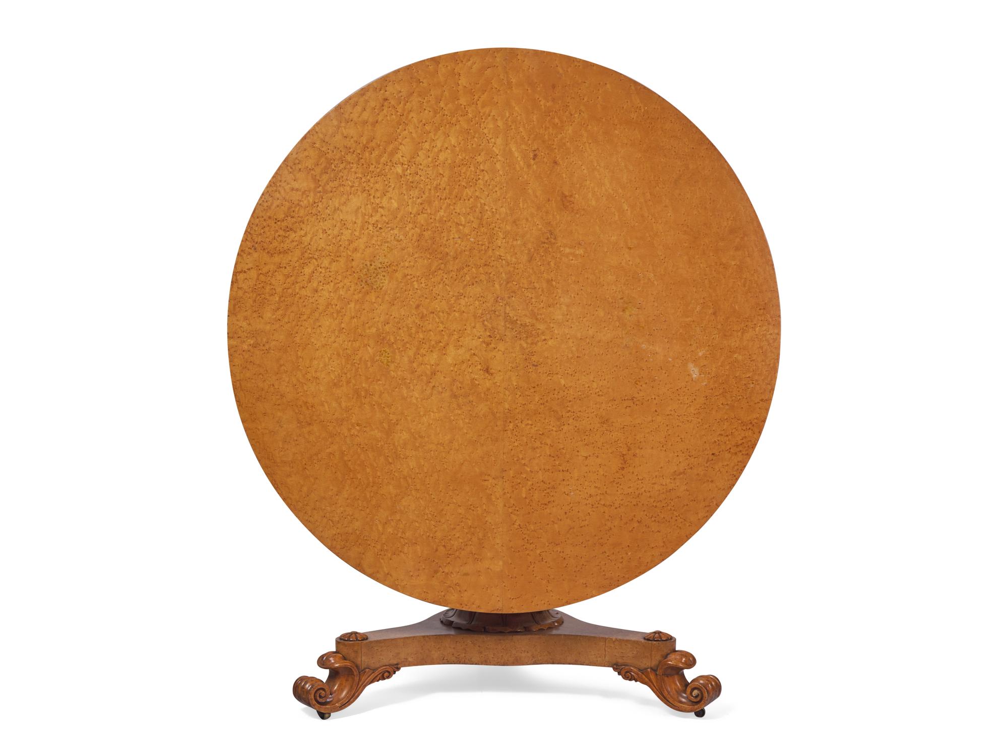 A Louis Philippe Bird's Eye Maple Tilt-Top Center Table