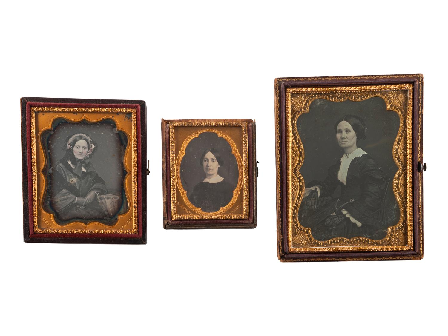[EARLY PHOTOGRAPHY]. A collection of 19 daguerreotypes of middle aged women, including: