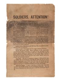 [CIVIL WAR -- VETERANS]. Grant Memorial Services . Bennington [VT?], 8 August [1885]. [ With :] Pamphlet regarding Civil War veterans' pensions.