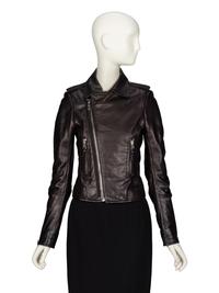 BALENCIAGA, BLACK LEATHER MOTO JACKET