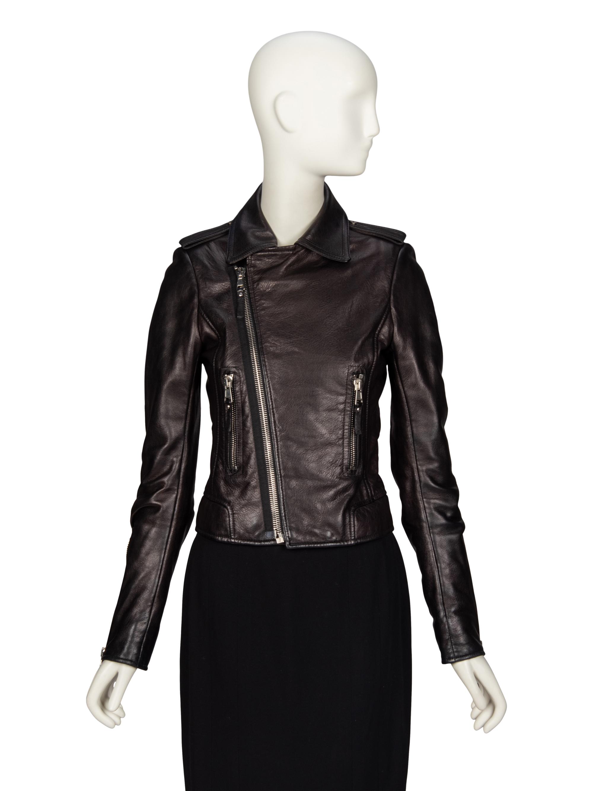 BALENCIAGA, BLACK LEATHER MOTO JACKET