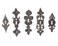 A Group of Five Wrought Iron Escutcheons, Germanic Countries, 18th Century
