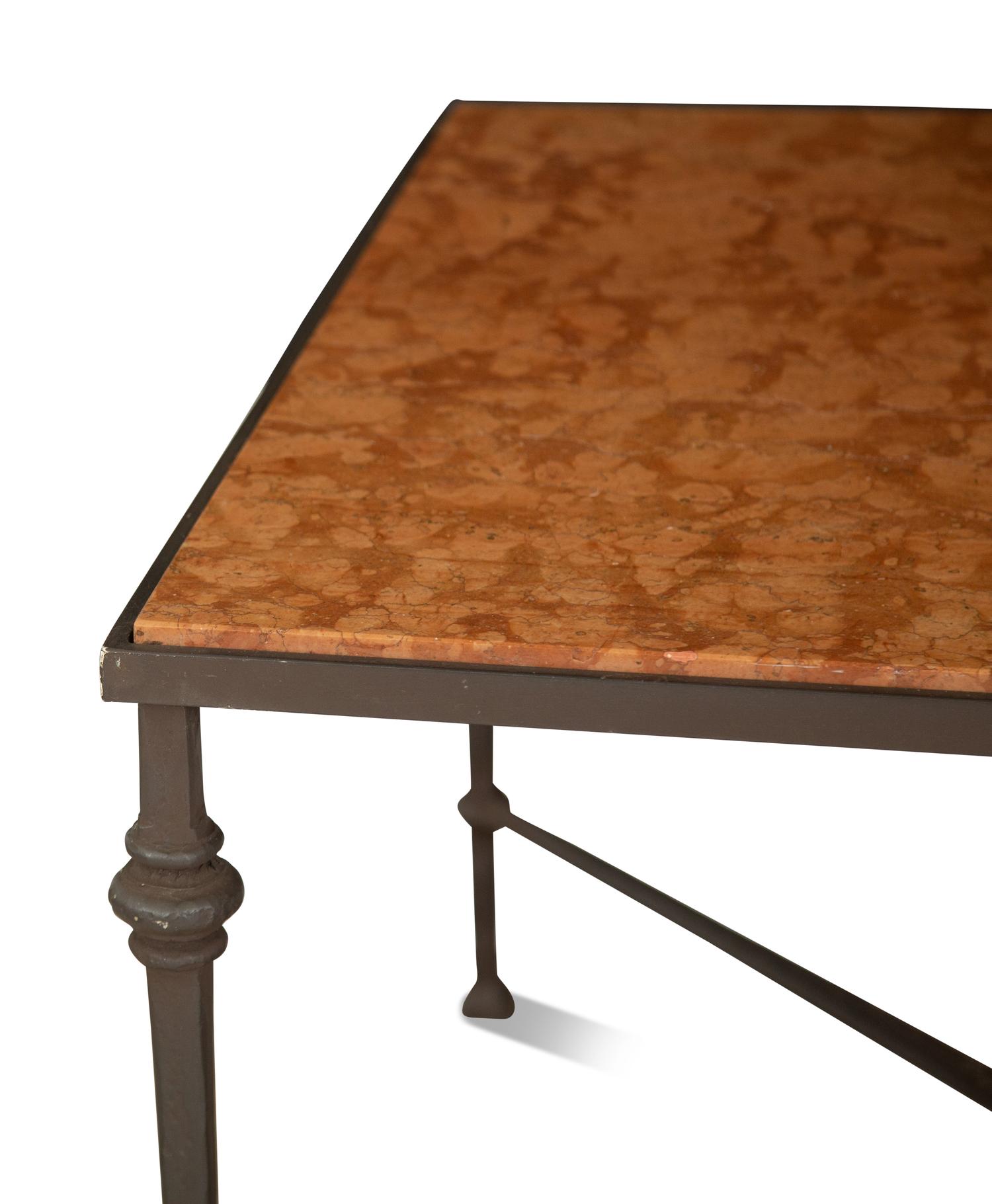 A Neoclassical Style Bronze Coffee Table with Rouge Marble Top