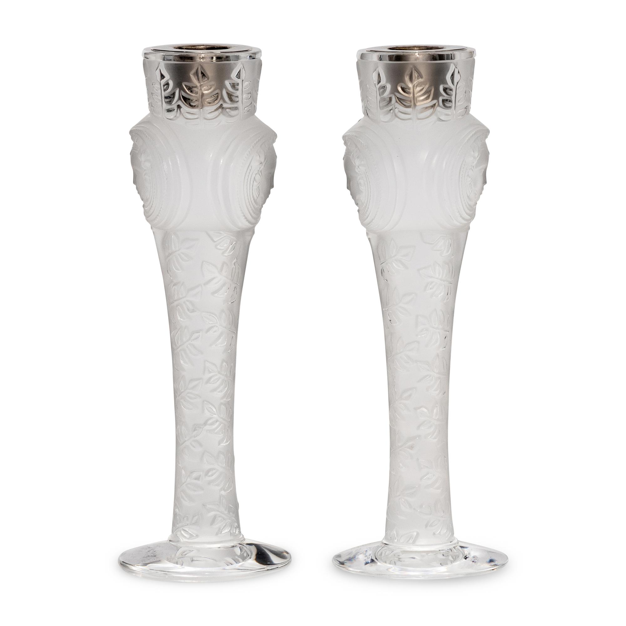A Pair of Lalique Psyche Candlesticks
