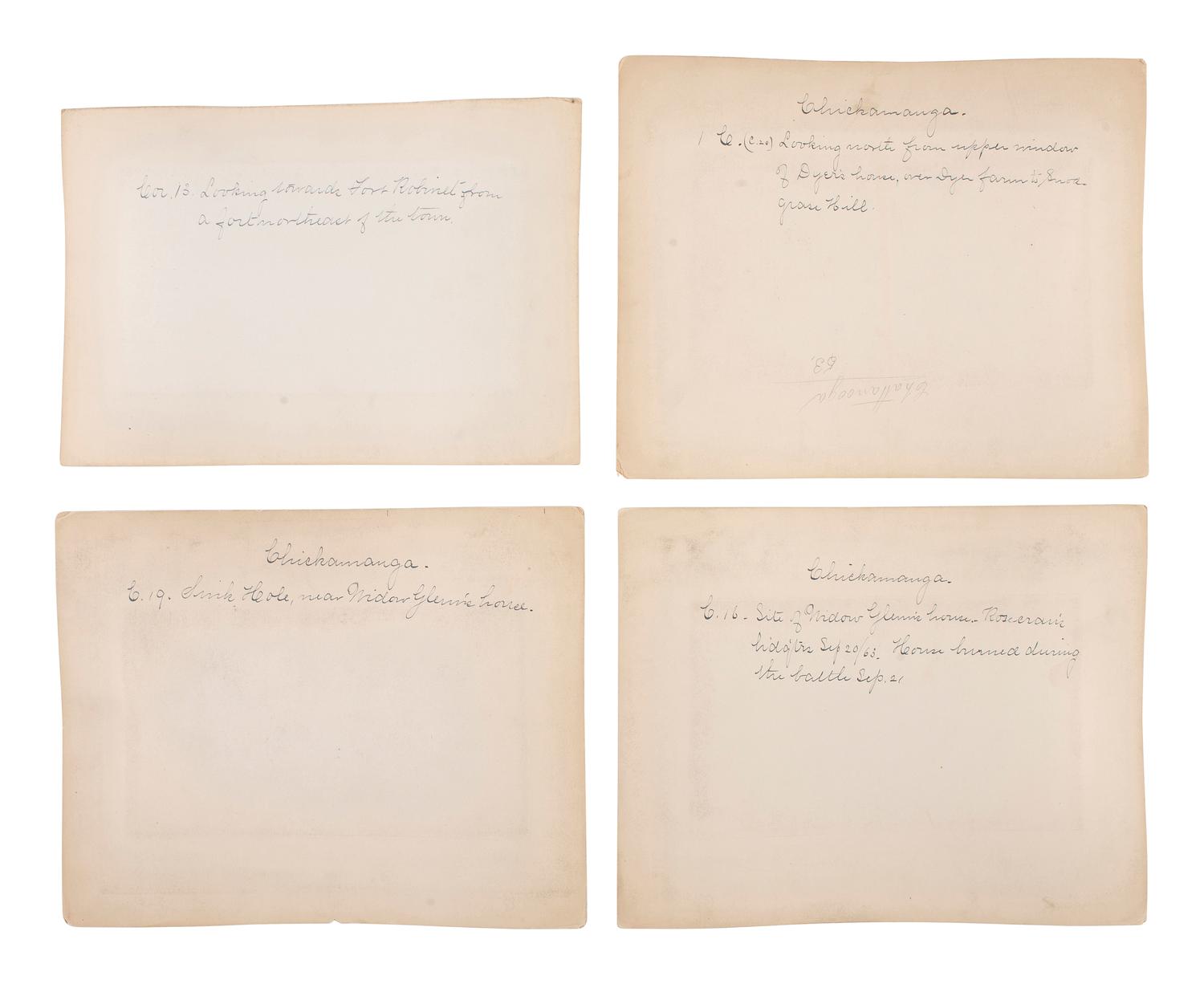 [CIVIL WAR]. 19 albumen photographs of various Civil War battlefields, particularly Chickamauga. Ca 1880s.