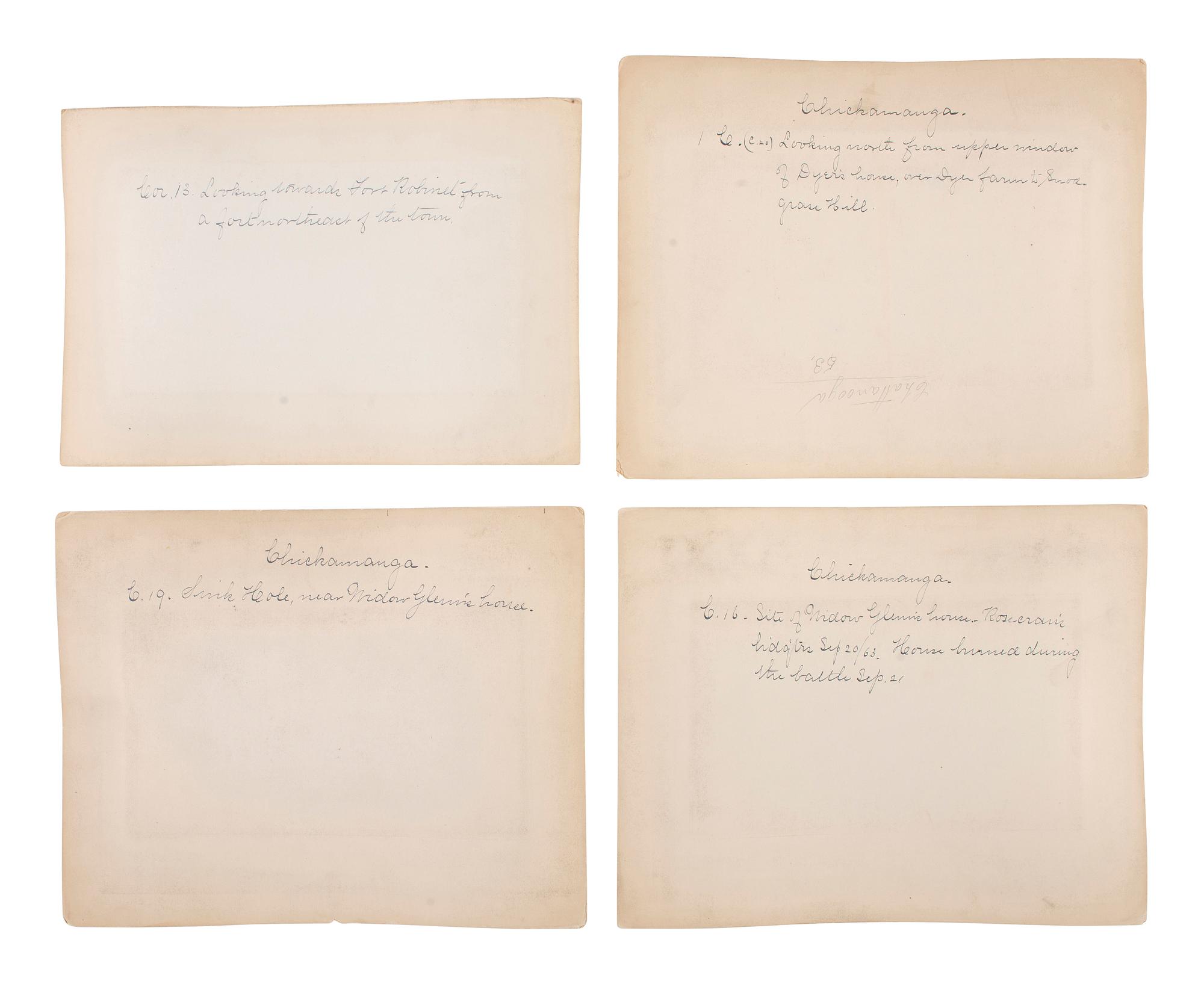 [CIVIL WAR]. 19 albumen photographs of various Civil War battlefields, particularly Chickamauga. Ca 1880s.