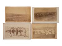 [WOUNDED KNEE]. A group of 5 boudoir photographs of 7th US Cavalry at Pine Ridge Agency, incl. officers and camp scenes. Chadron, NE: Northwestern Photographic Co., ca 1890-1891.