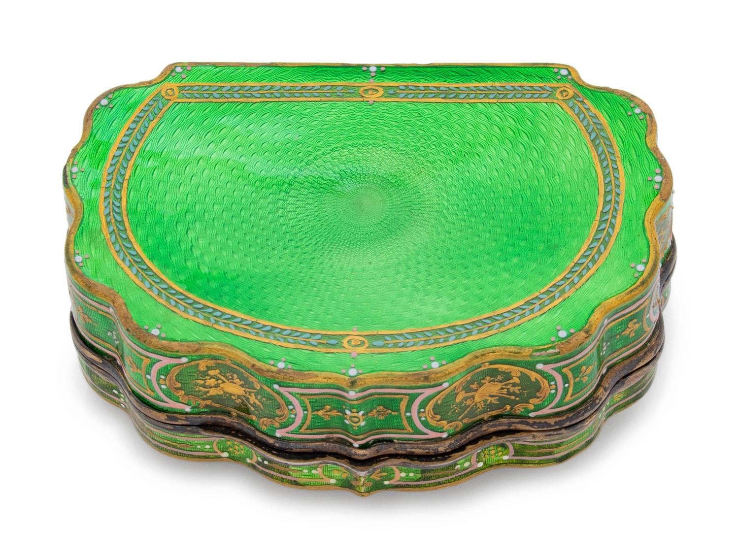 A French Guilloché Enamel and Silver-Gilt Box