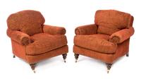 A Pair of Boucle Upholstered Club Chairs Height 35 inches.