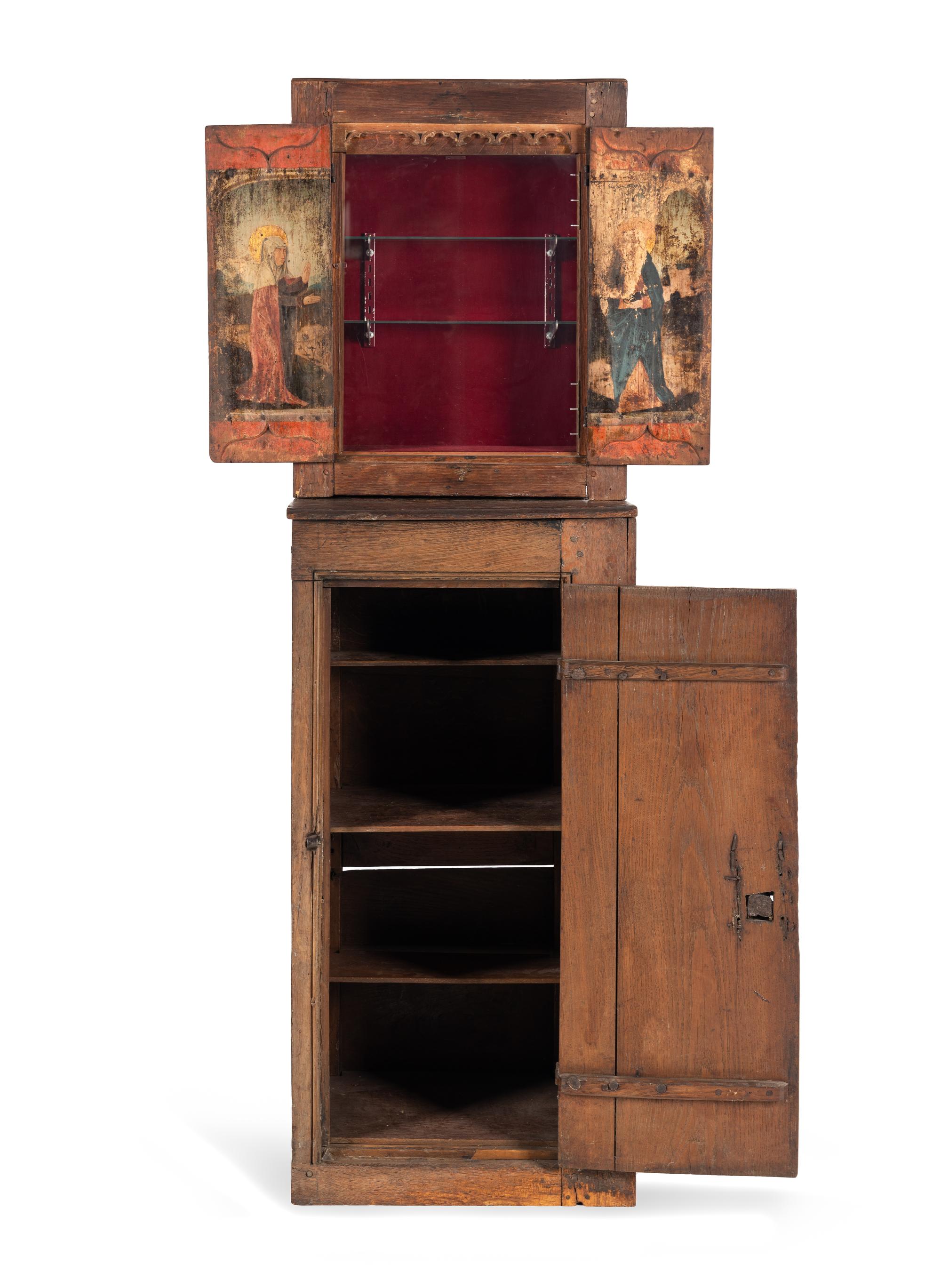 A Gothic Style Oak Illuminated Vitrine Cabinet