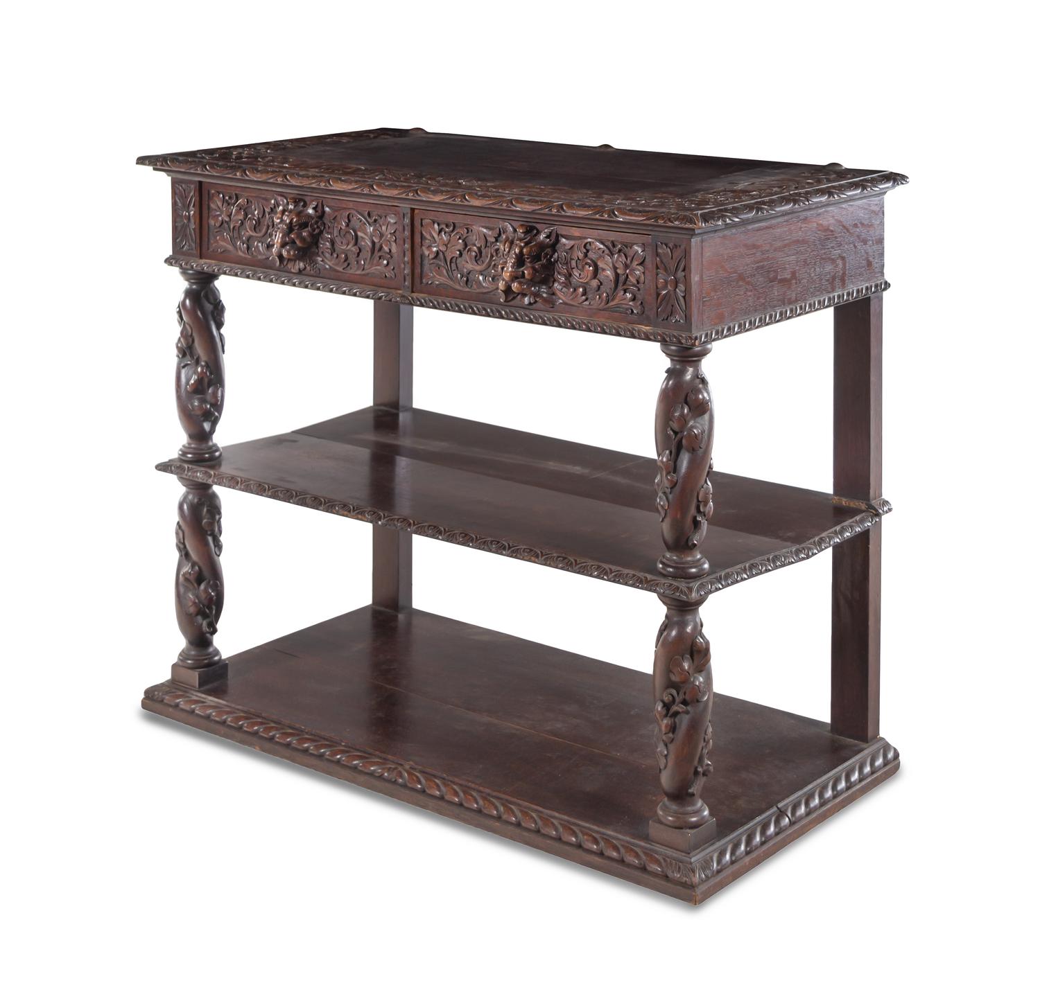 A French Renaissance Revival Carved Oak Small Server