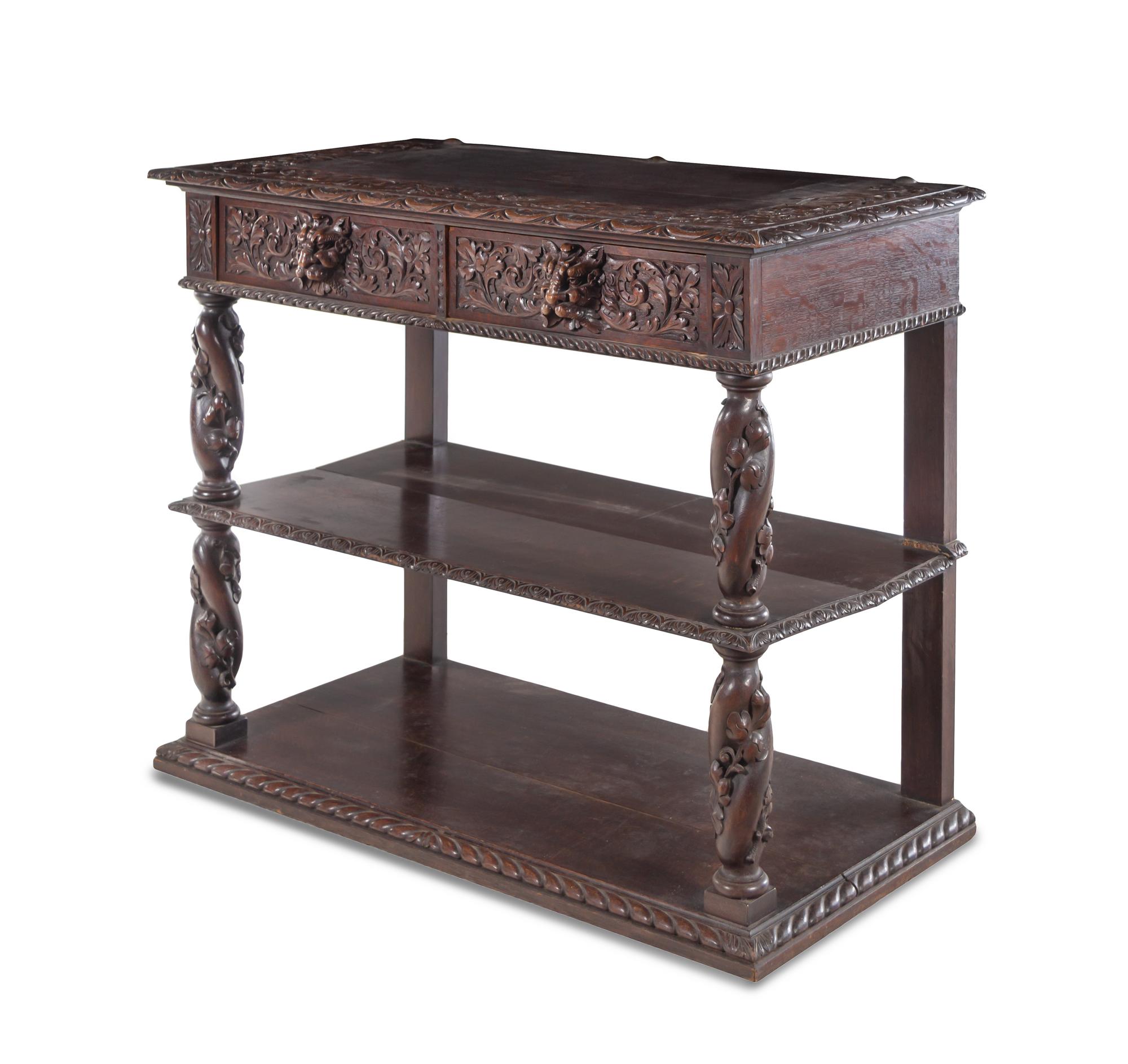 A French Renaissance Revival Carved Oak Small Server