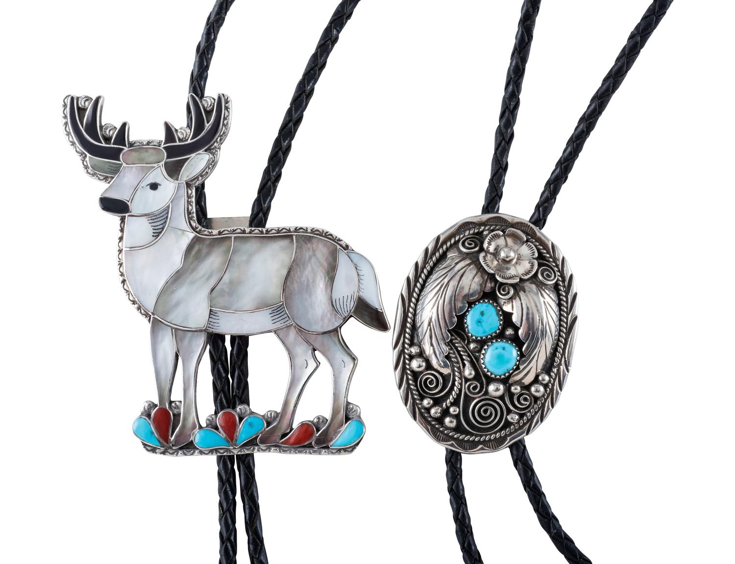Zuni Silver Buck AND Navajo Bolo Tie