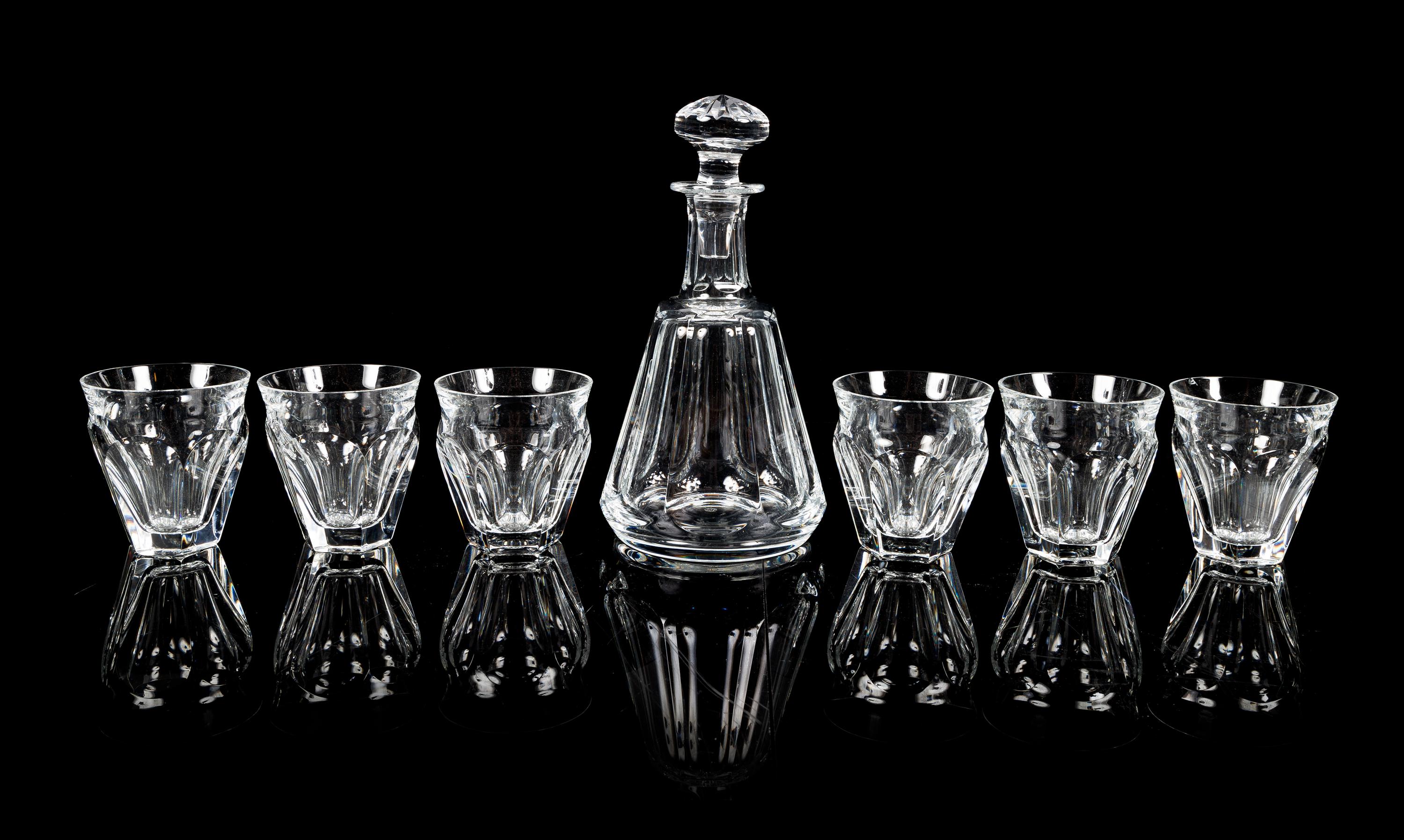 Baccarat, a drink set, comprising a decanter and six glasses