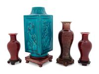 Four Chinese Monochrome Glazed Porcelain Vases