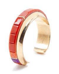 Yellow gold, turquoise, and coral cuff bracelet