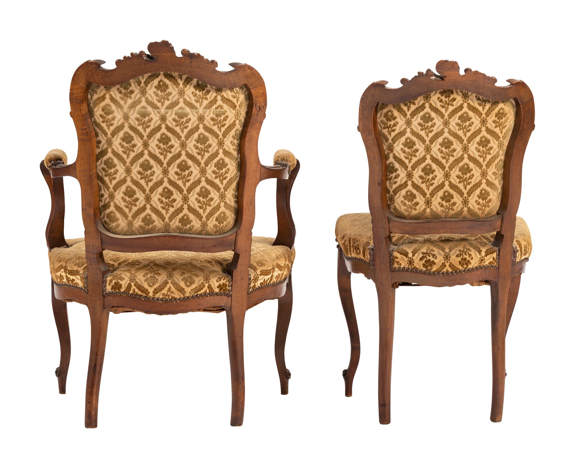 Four French Louis Philippe Walnut Chairs