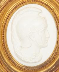 A Pair of Italian Bisque Portrait Medallions in Giltwood Frames