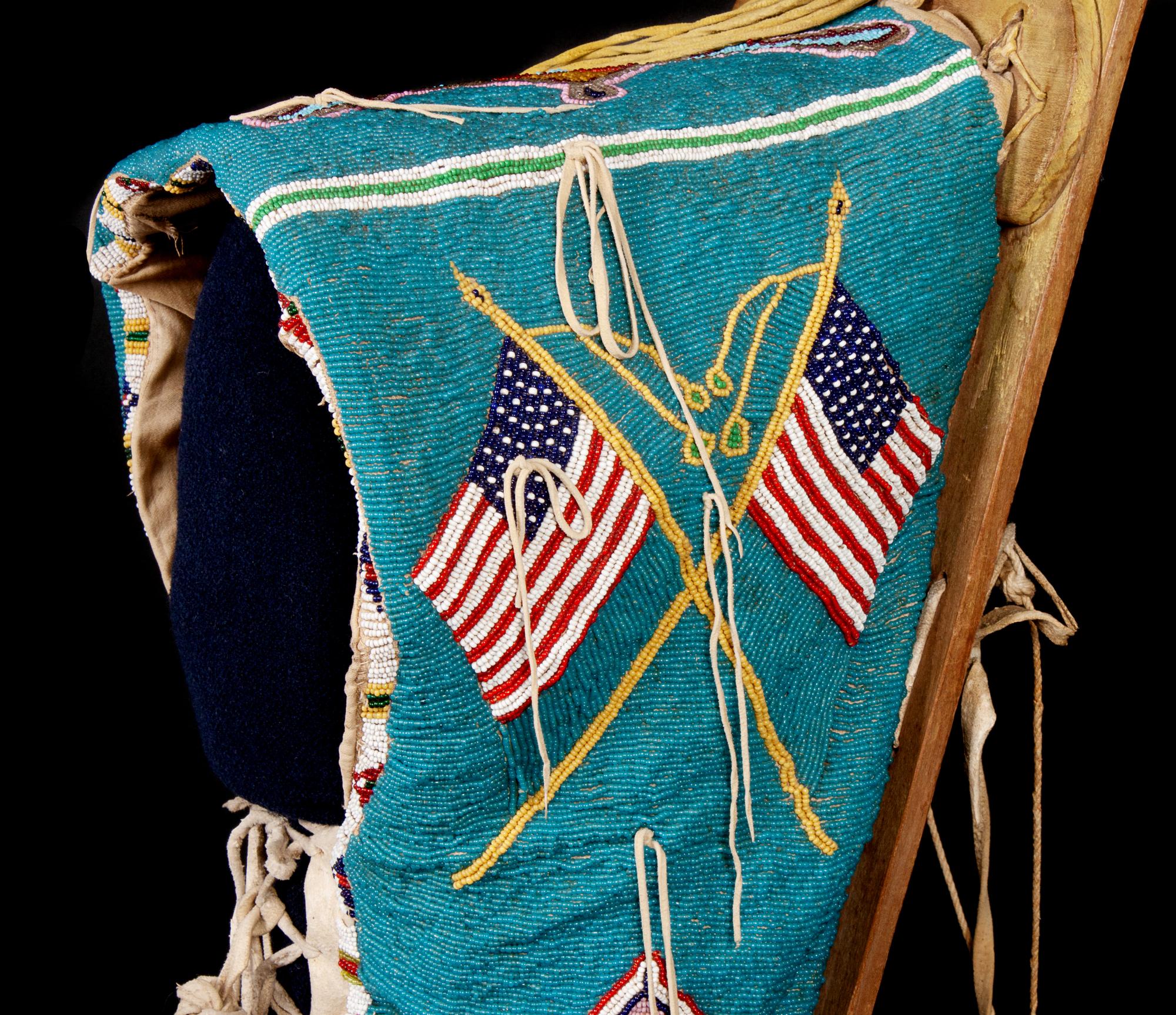 Kiowa Beaded Full-Size Cradle, with American Flags