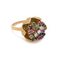 DIAMOND AND MULTIGEM FLOWER RING