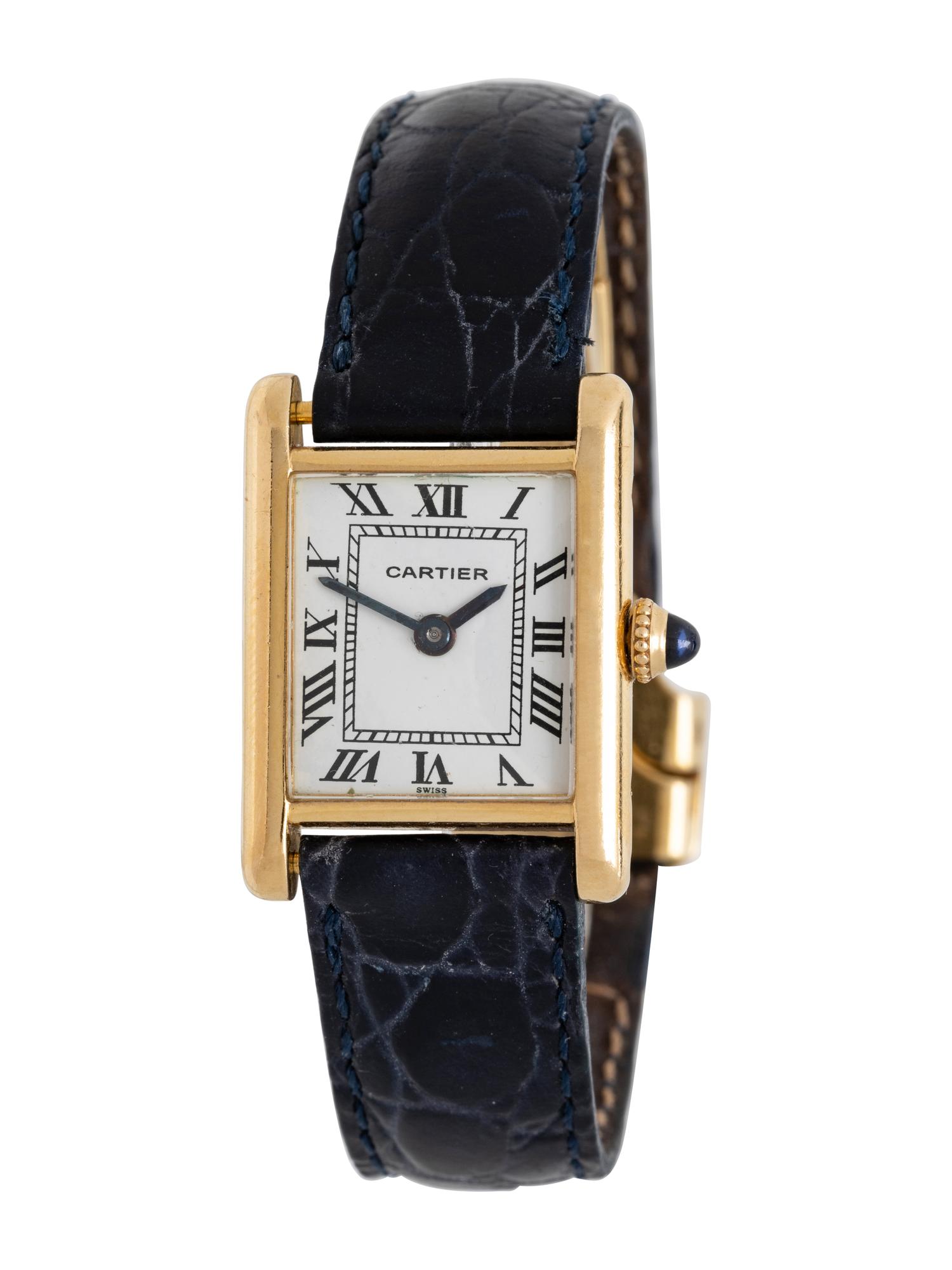 CARTIER NEW YORK, 18K YELLOW GOLD 'TANK' WATCH WITH AUDEMARS PIGUET MOVEMENT AND CARTIER DEPLOYANT BUCKLE