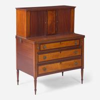 A Federal inlaid and mahogany tambour desk New England, circa 1810