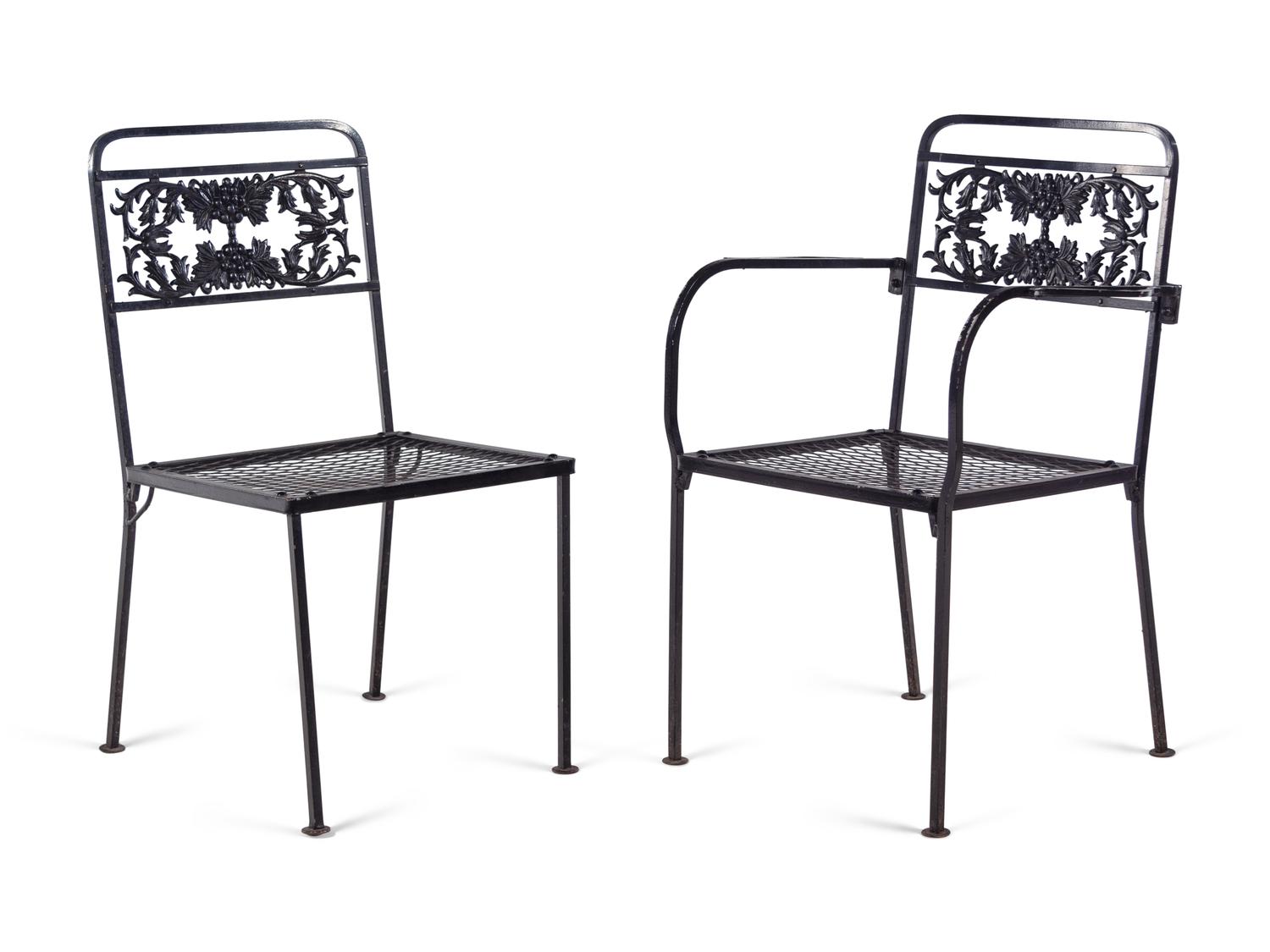 A Metal Garden Dining Table and Six Chairs
