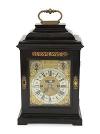 A Rare English Ebony Veneered Repeating Table Clock