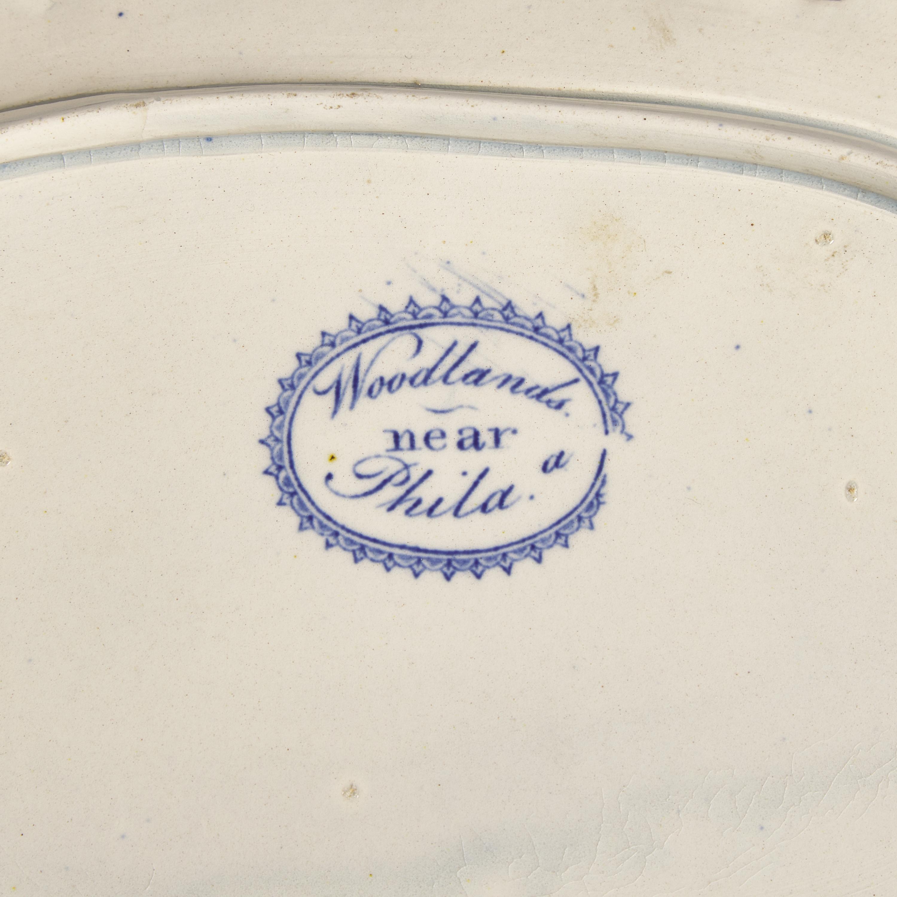 A Group of Staffordshire Historical Blue Upper Ferry Bridge Over the River Schuylkill River Transferware, Joseph Stubbs, Burslem, 1790-1829