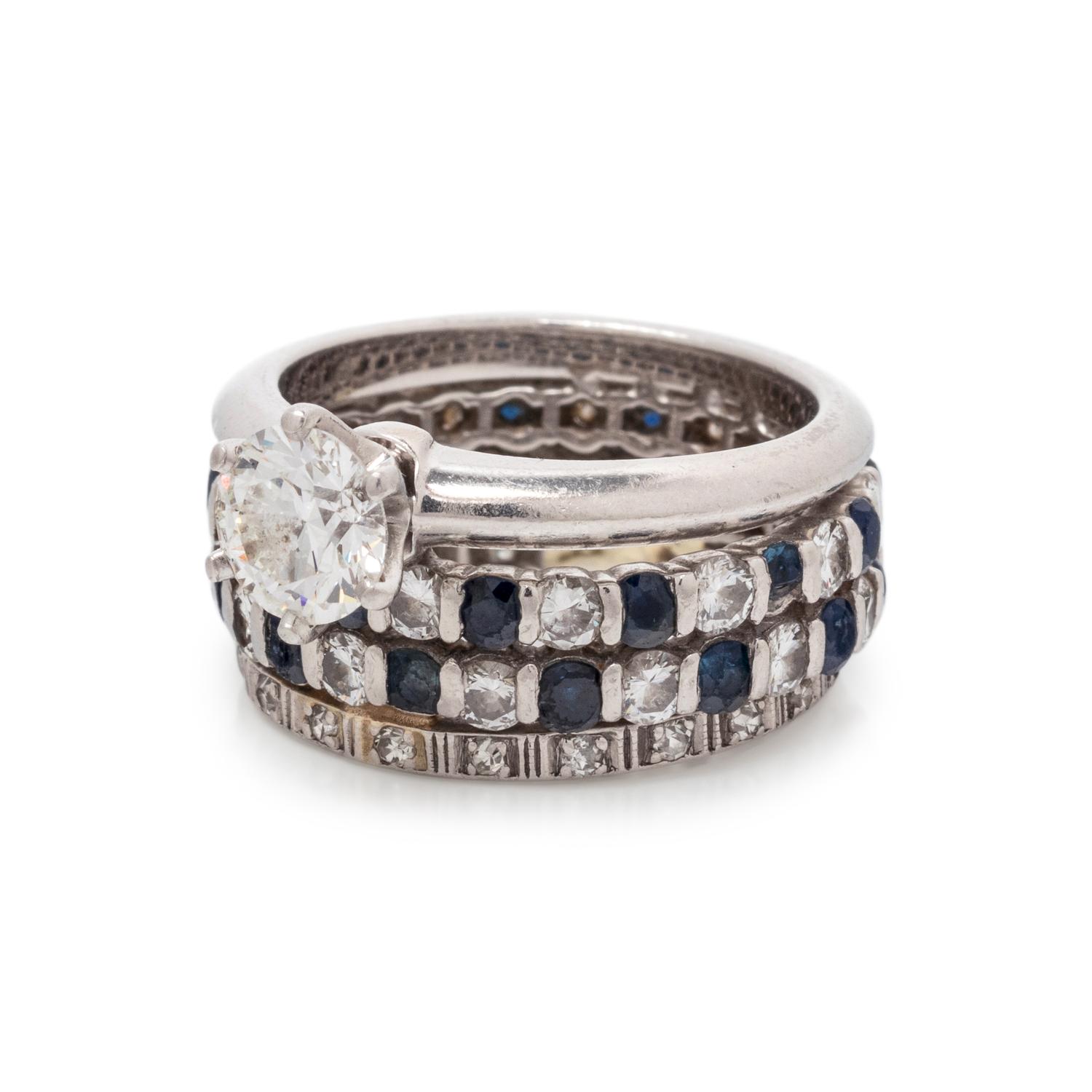 TIFFANY & CO., DIAMOND RING AND ATTACHED BANDS