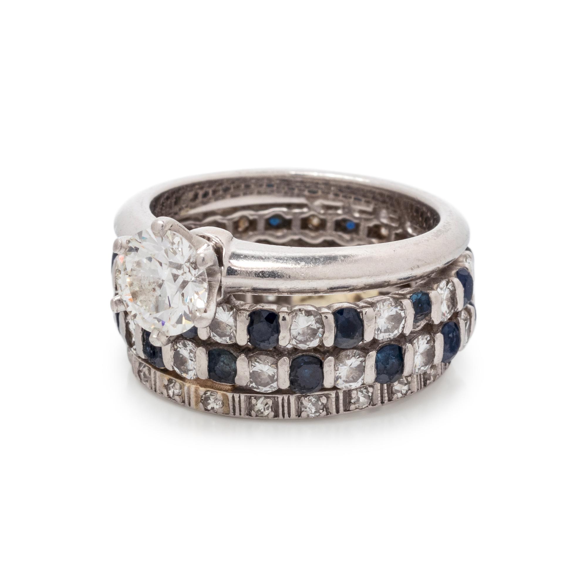 TIFFANY & CO., DIAMOND RING AND ATTACHED BANDS
