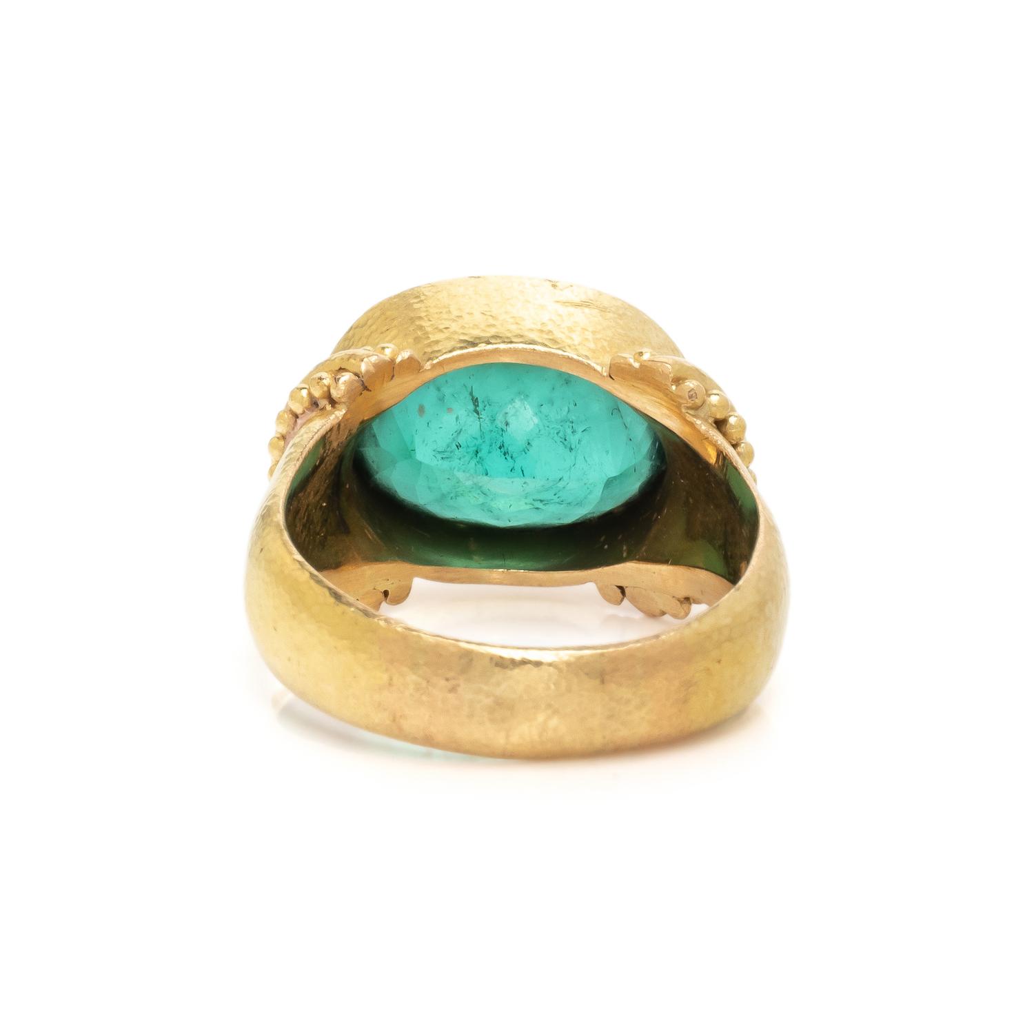 ELIZABETH LOCKE, YELLOW GOLD AND GREEN TOURMALINE RING