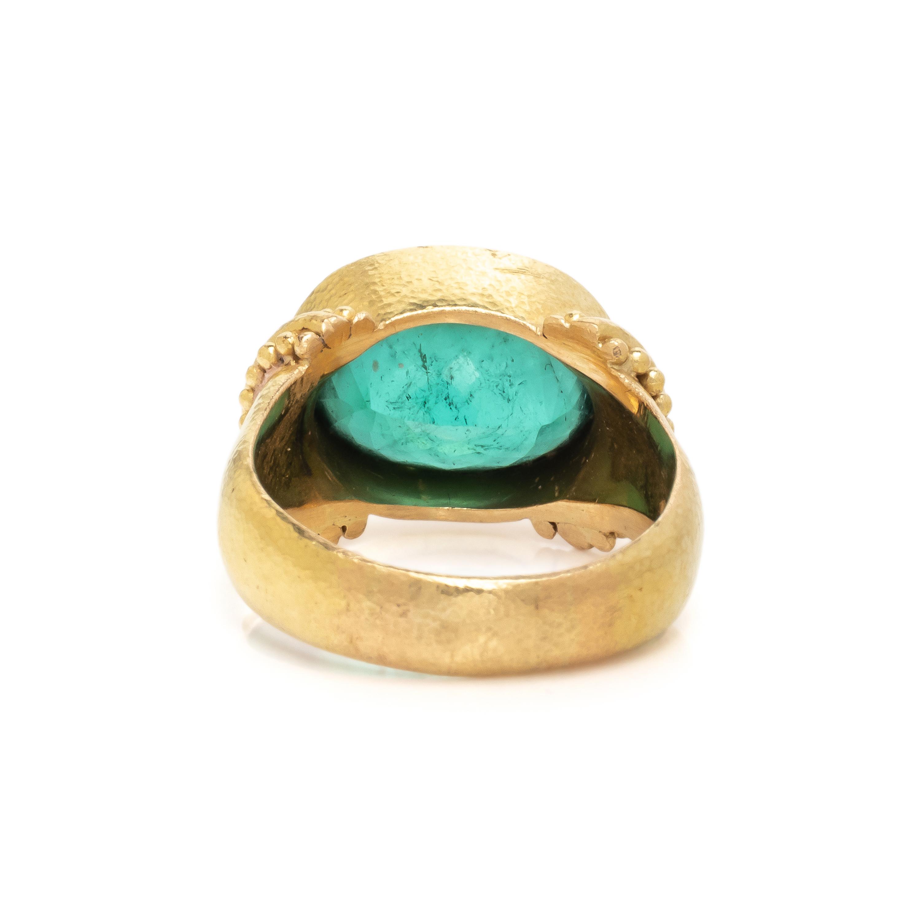ELIZABETH LOCKE, YELLOW GOLD AND GREEN TOURMALINE RING
