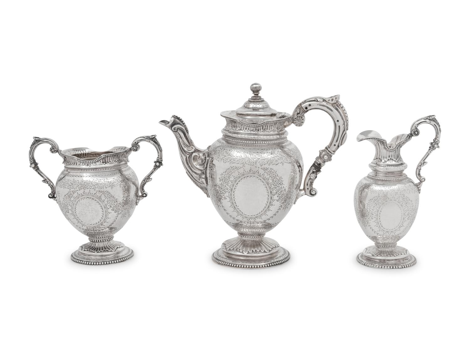 A Victorian Silver Three-Piece Tea Set