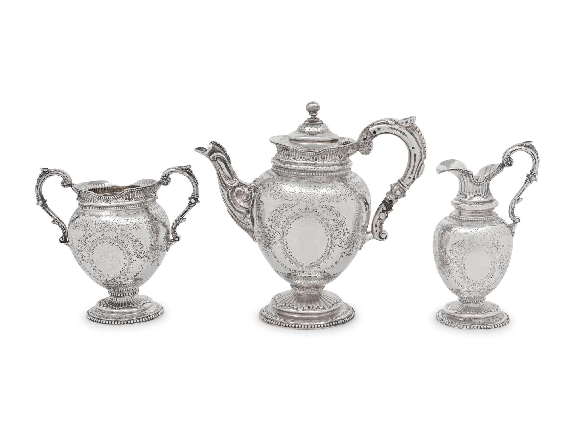 A Victorian Silver Three-Piece Tea Set