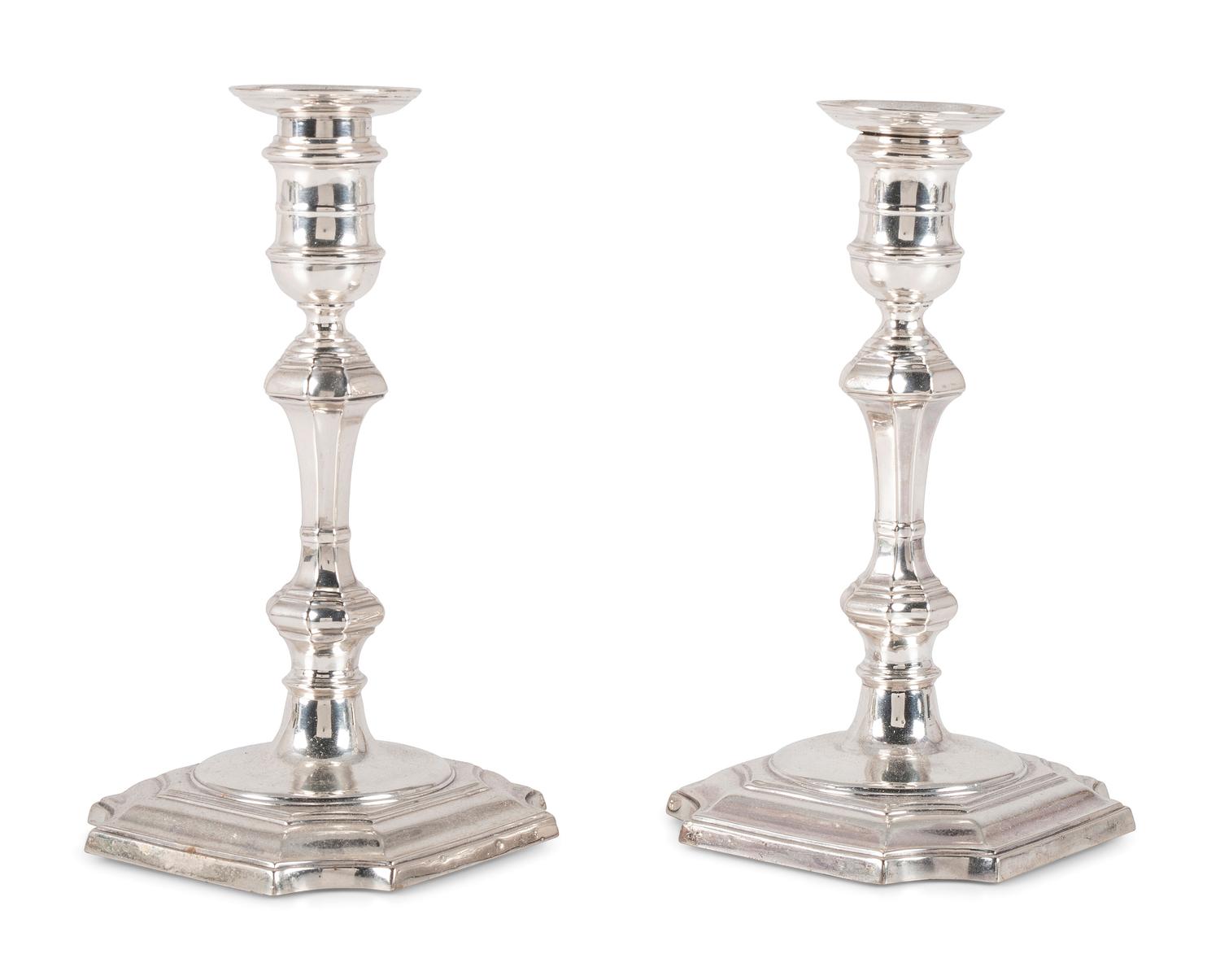 A Pair of Silver Georgian Style Candlesticks