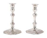 A Pair of Silver Georgian Style Candlesticks