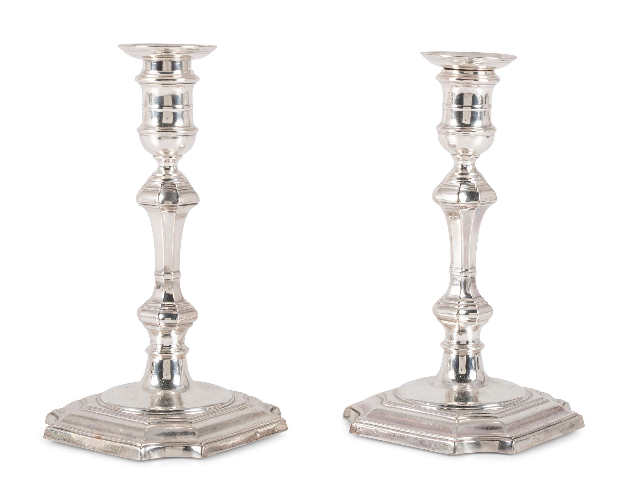 A Pair of Silver Georgian Style Candlesticks