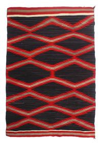 A Navajo Moki Design Transitional Rug 75 1/2 x 55 inches.