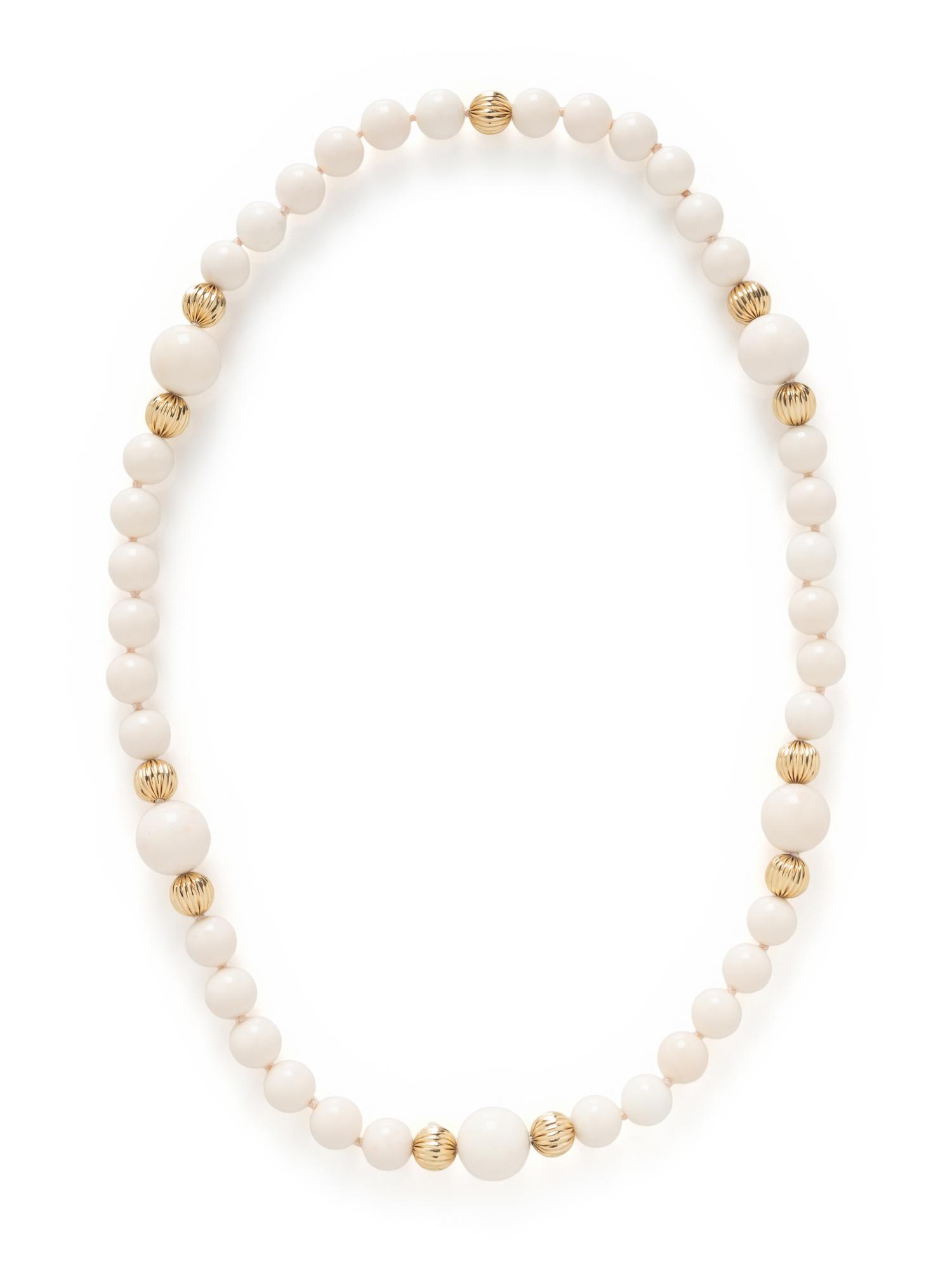 CORAL AND YELLOW GOLD BEAD NECKLACE