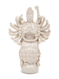 A Chinese Blanc-de-Chine Porcelain Figure of Guanyin