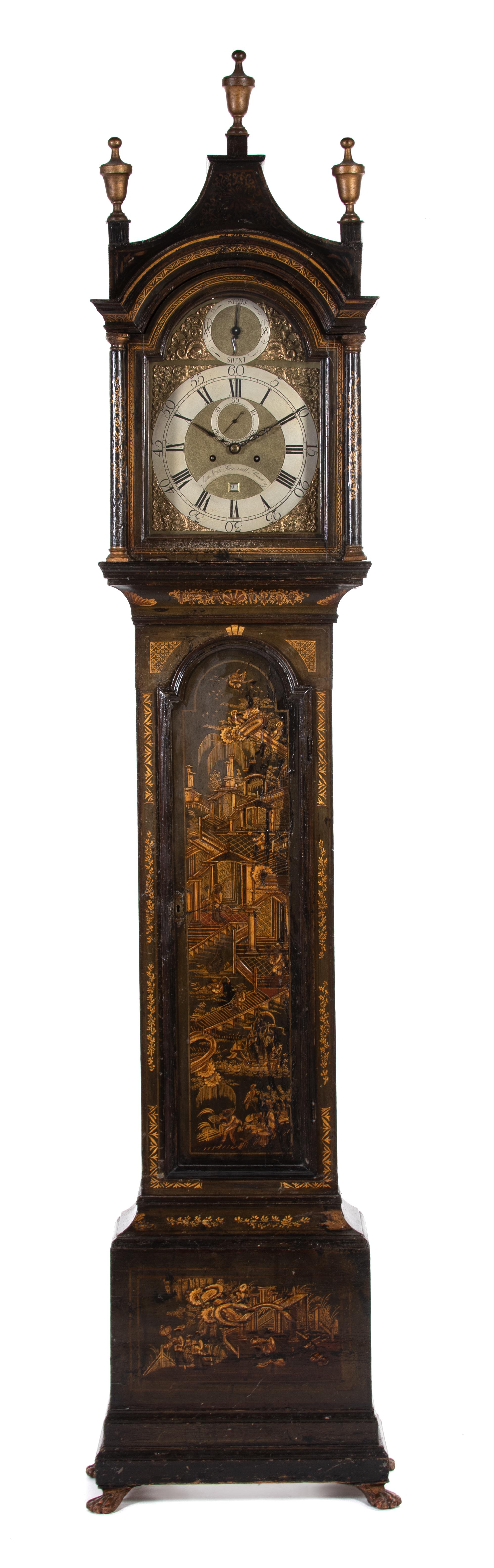A George III Green-Japanned Longcase Clock
