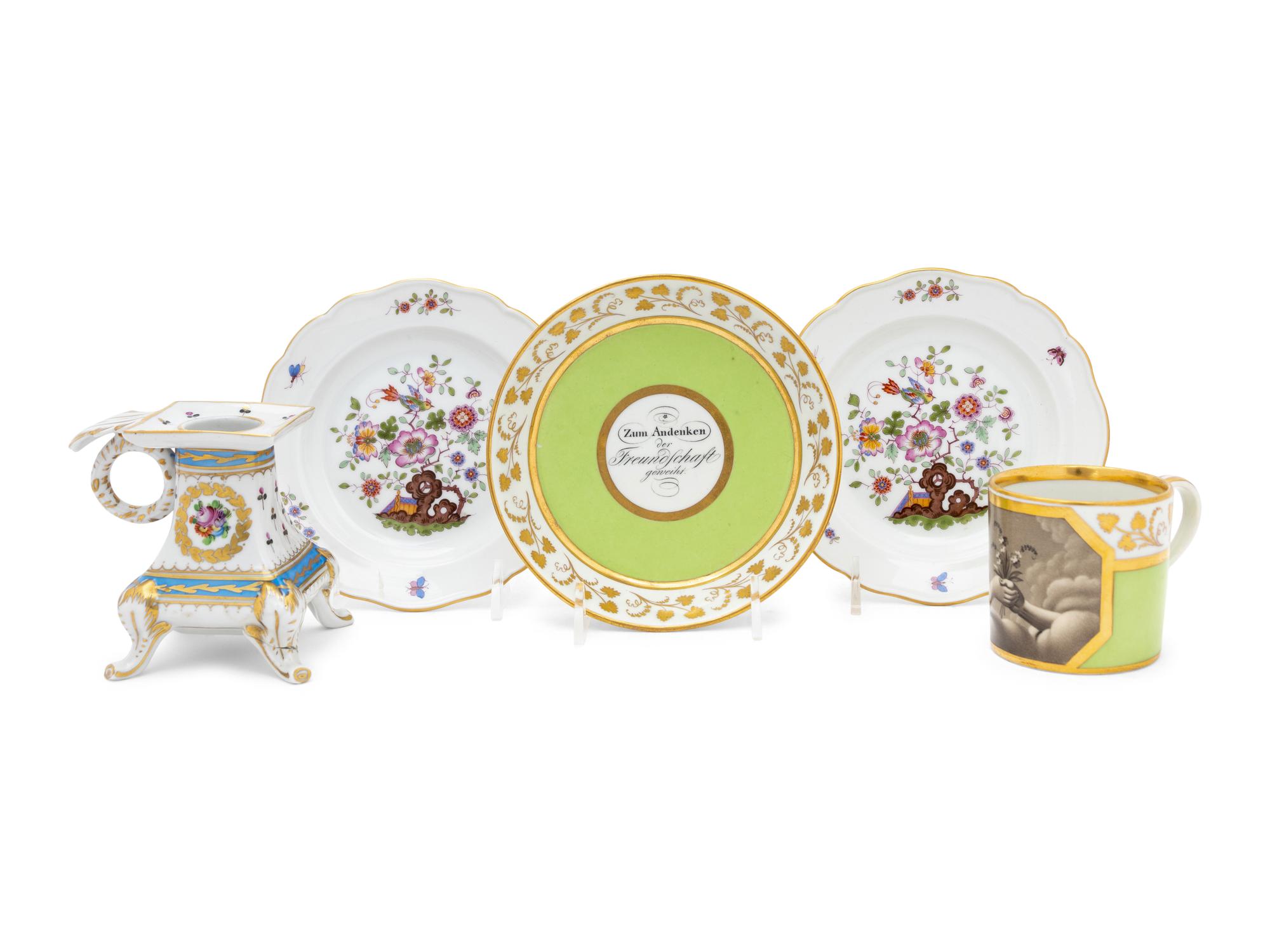 Five Continental Porcelain Articles