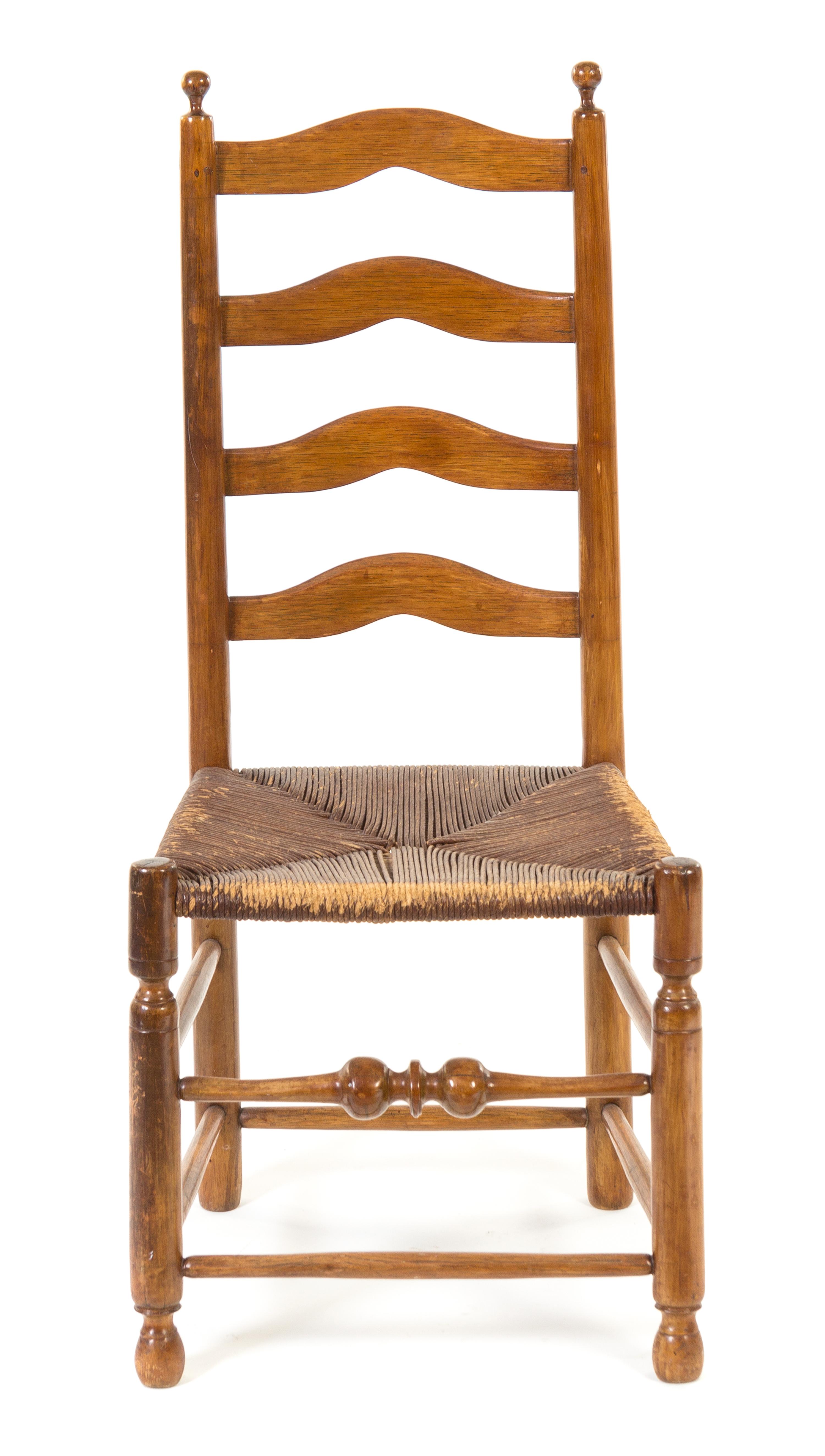 An American Ladder Back Side Chair Height 39 1/4 inches. — 19TH CENTURY