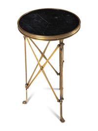 A Neoclassical Style Brass and Marble Gueridon