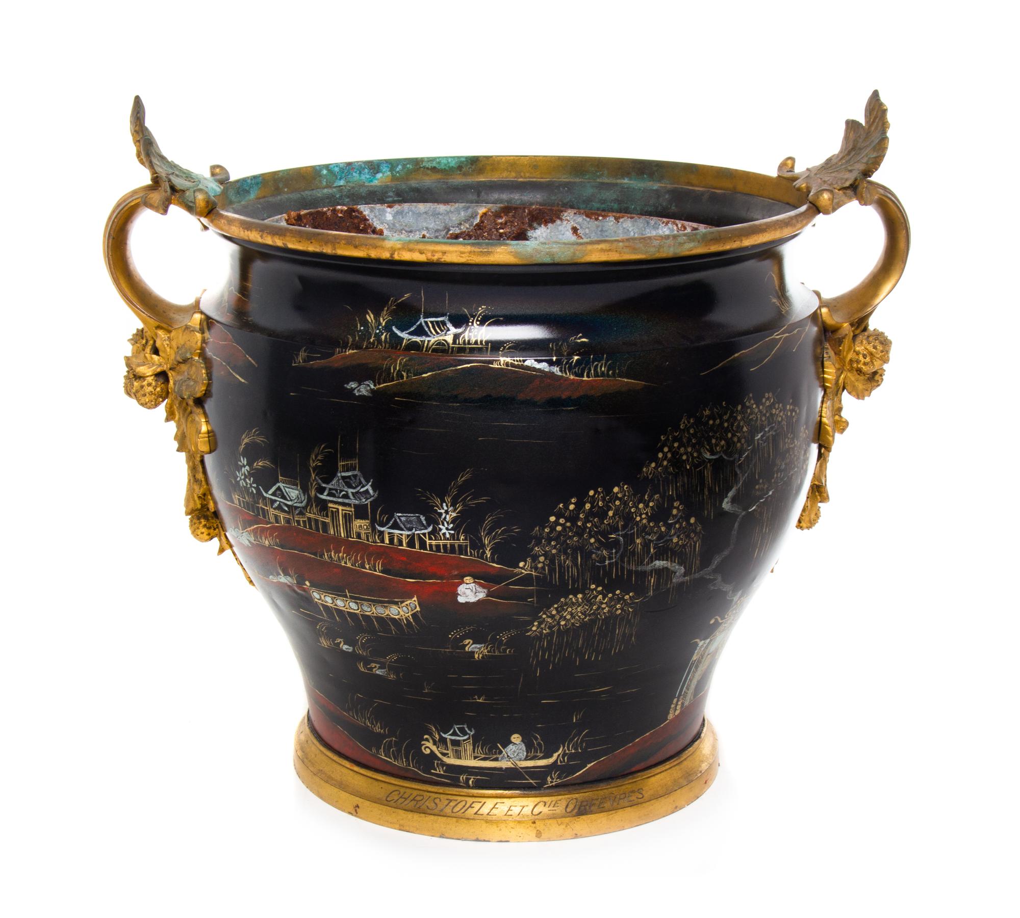 A French Gilt Bronze Mounted Jardiniere Height 20 5/8 x width 23 1/2 inches. — CHRISTOFLE ET CIE, PARIS, LATE 19TH CENTURY