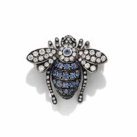 SABBADINI, DIAMOND, SAPPHIRE, AND BLACKENED GOLD BEE BROOCH