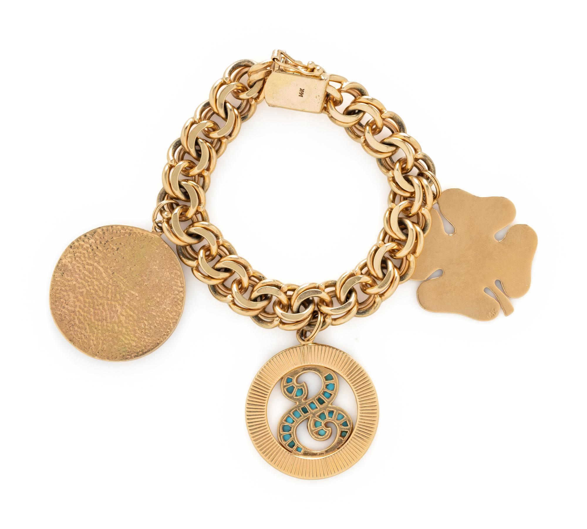 YELLOW GOLD CHARM BRACELET