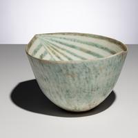 John Ward (British, 1917–2007) — Green and White Cut Rim Bowl, 2001